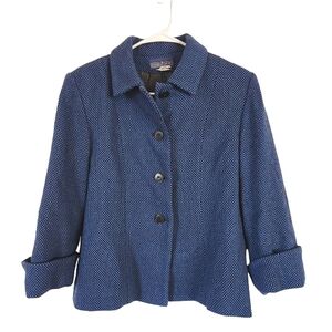 Herman Geist Blue Tweedy Cropped Blazer Size 8
